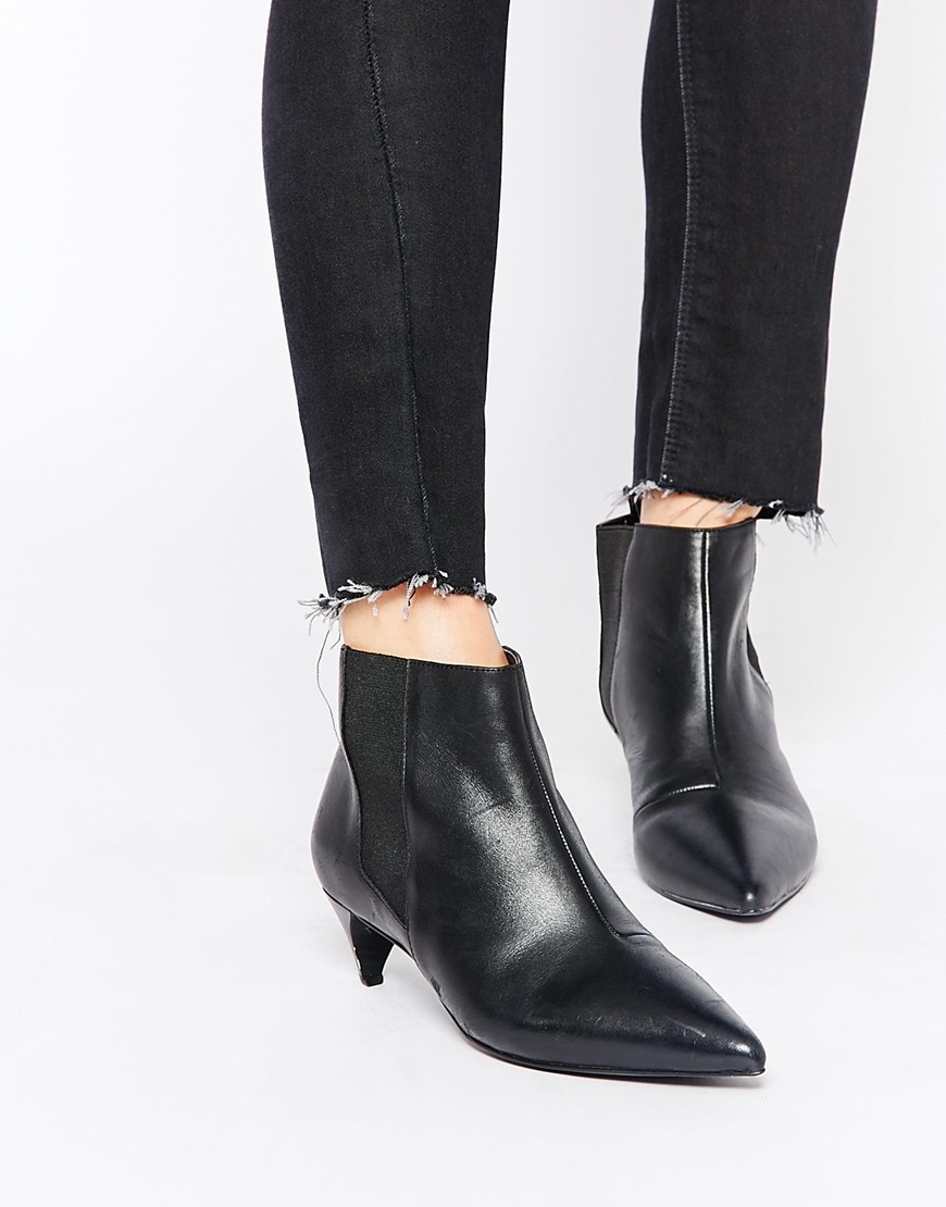 Black Leather Mid Heeled Chelsea Boots – Shophistic Lite