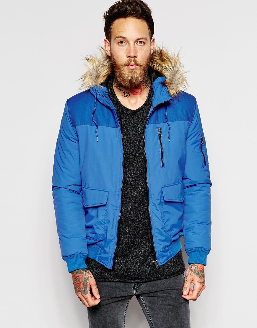 Parka Jacket With Contrast Yoke In Blue – Shophistic Lite