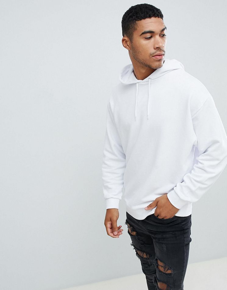 Oversized hoodie with bloom back print in white – Shophistic