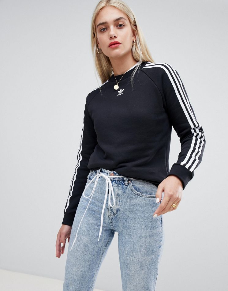 Originals Stripe Sweatshirt In Black – Shophistic