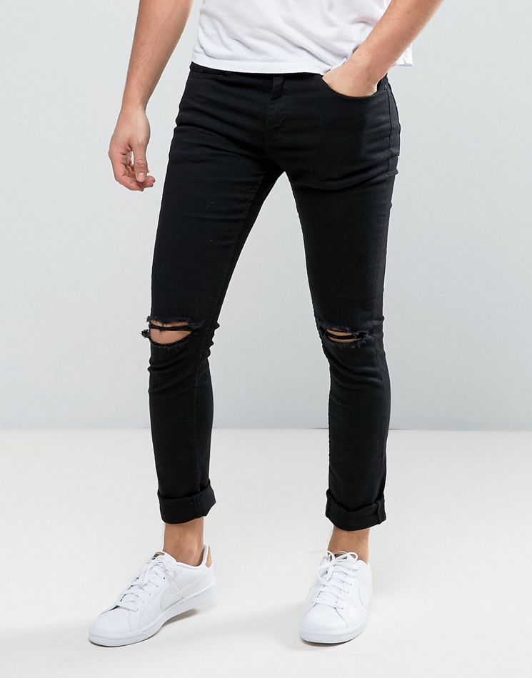 Opdater Bevæger sig ikke sovende New Look skinny jeans with knee rips in black – Shophistic