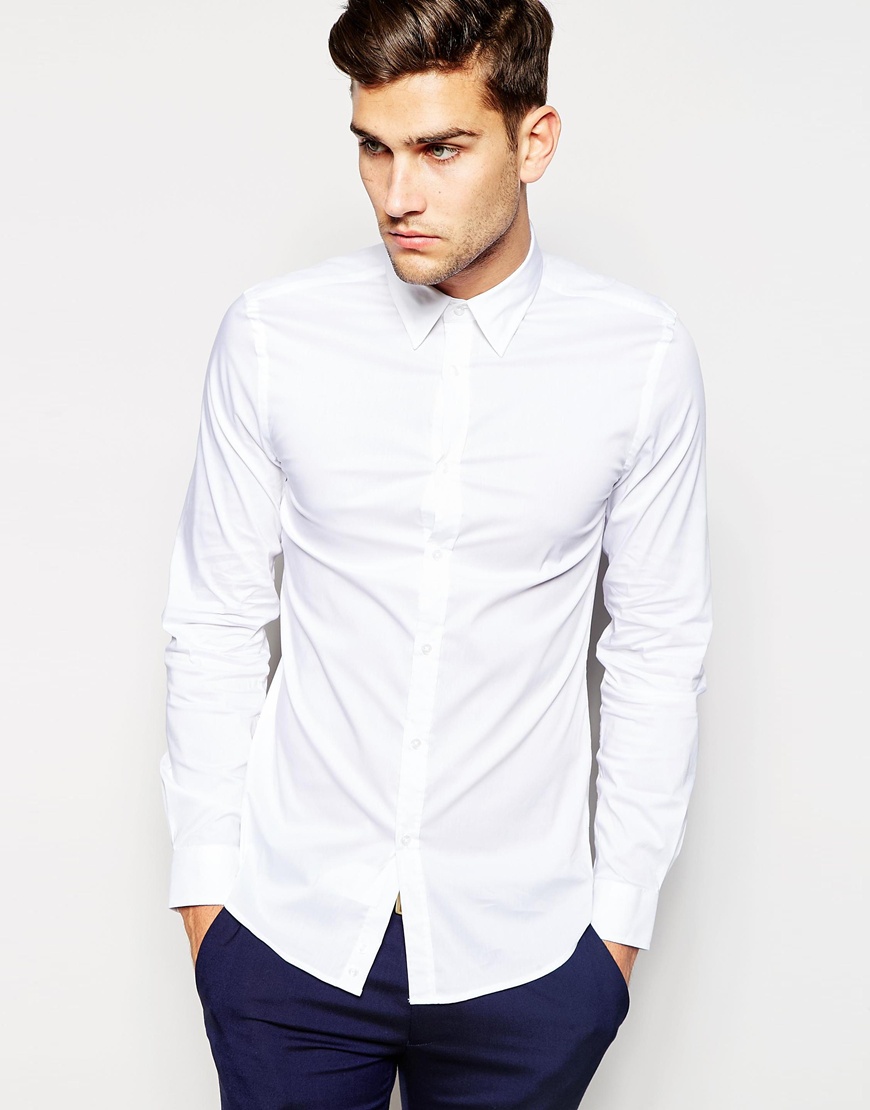 Slim Fit White Knit Shirt